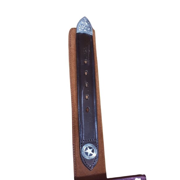 Kirkpatrick Marshal Cross Draw Ammo Leather Belt 357 CAL USA Size 36 Silver Tone - Picture 6 of 16